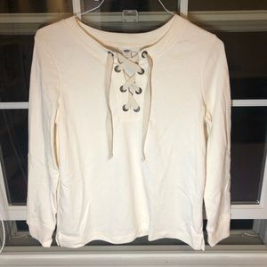 Old navy cream sweatshirt with laces